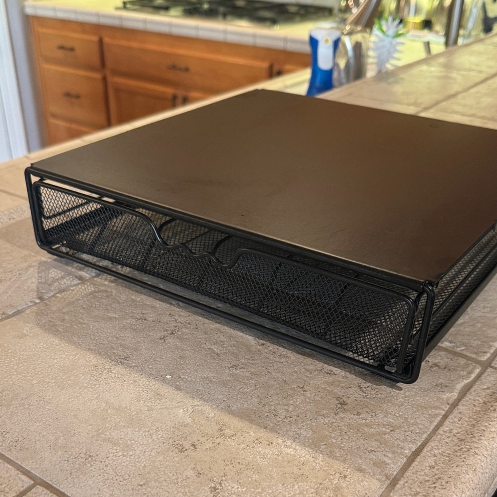 Black Metal Mesh Keurig Pod Organizer Drawer